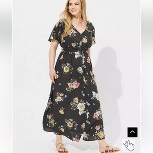 Torrid Button Front Maxi Dress Floral 2X